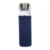 Üveg ivópalack neoprén tokban, 600 ml (ø 7 x 24,5 cm, Sötétkék)
