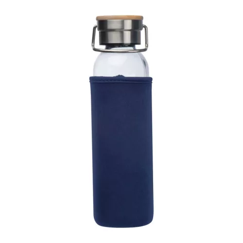Üveg ivópalack neoprén tokban, 600 ml (ø 7 x 24,5 cm, Sötétkék)