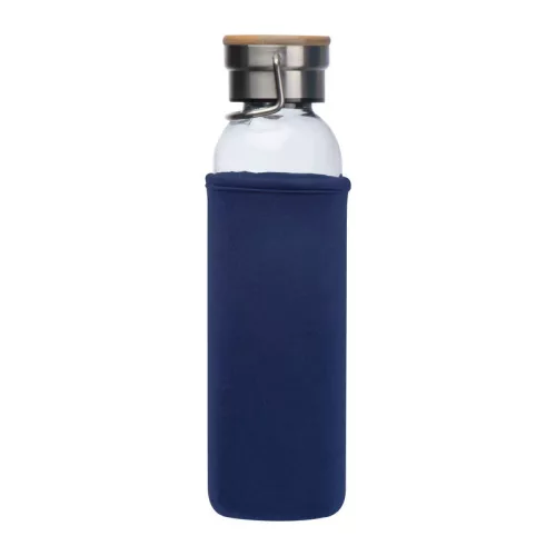 Üveg ivópalack neoprén tokban, 600 ml (ø 7 x 24,5 cm, Sötétkék)