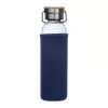 Üveg ivópalack neoprén tokban, 600 ml (ø 7 x 24,5 cm, Sötétkék)