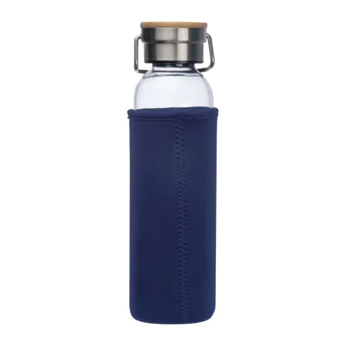 Üveg ivópalack neoprén tokban, 600 ml (ø 7 x 24,5 cm, Sötétkék)