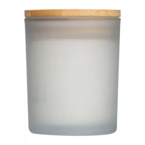 Gyertya matt üvegben bambusz fedővel