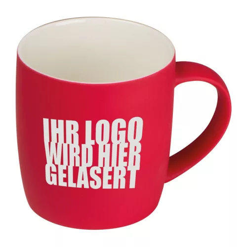 Gumírozott kerámia bögre, 300 ml (ø 8,4 × 9,2 cm, Piros)