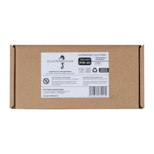 Törhetetlen üveg szívószál, 20 cm