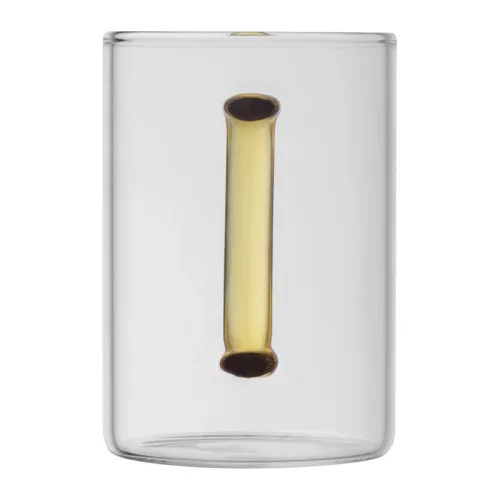 Üvegbögre színes füllel, 250 ml (ø 7 × 10,1 cm, Sárga)