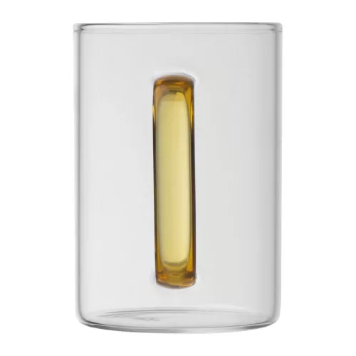 Üvegbögre színes füllel, 250 ml (ø 7 × 10,1 cm, Sárga)