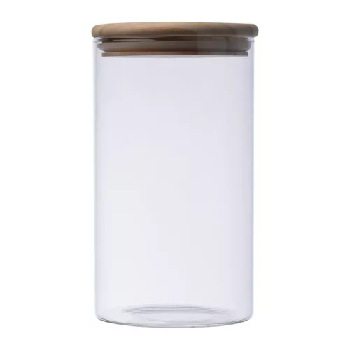 Boroszilikát üvegedény fa tetővel, 1000 ml