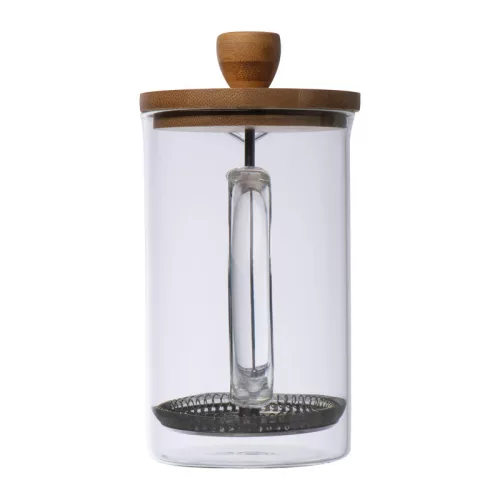 Üveg kávé- vagy teafőző bambusz tetővel, 600 ml