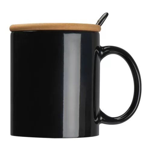 Kerámia bögre kiegészítőkkel, 300 ml (ø 8,5 × 10,2 cm, Fekete)