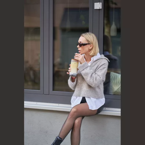 Üvegpohár szívószállal és bambusz fedéllel, 650 ml