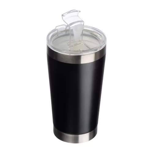 Kerámia bevonatú  termoszbögre, 500ml (ø 8,8 x 16,8 cm, Fekete)
