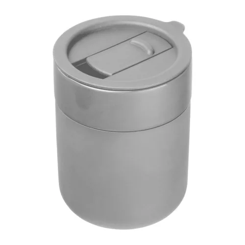 Kerámia utazó pohár szilikon bevonattal, 340ml (ø 8,2 x 10,8 cm, Szürke)
