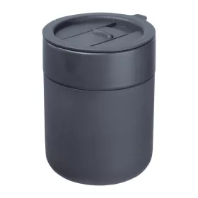   Kerámia utazó pohár szilikon bevonattal, 340ml (ø 8,2 x 10,8 cm, Sötétszürke)