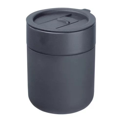 Kerámia utazó pohár szilikon bevonattal, 340ml (ø 8,2 x 10,8 cm, Sötétszürke)