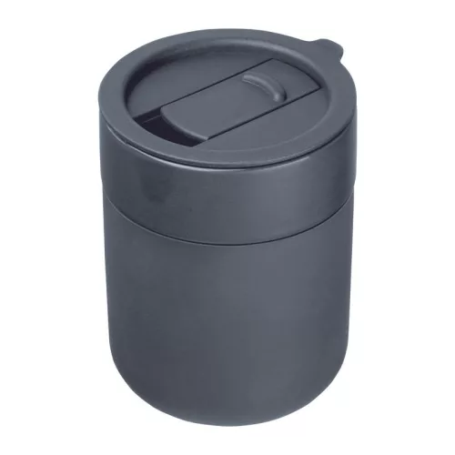 Kerámia utazó pohár szilikon bevonattal, 340ml (ø 8,2 x 10,8 cm, Sötétszürke)