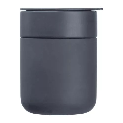 Kerámia utazó pohár szilikon bevonattal, 340ml (ø 8,2 x 10,8 cm, Sötétszürke)