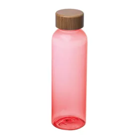   PET ivópalack bambusz fedéllel, 500ml (ø 6,5 x 21,5 cm, Piros)