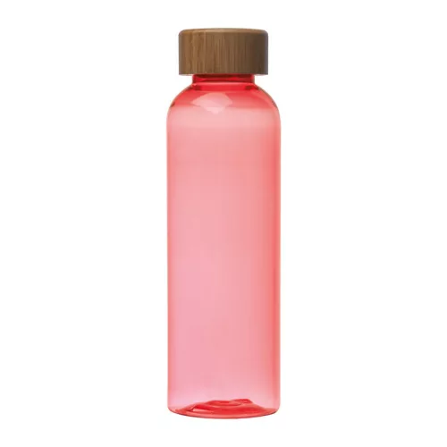 PET ivópalack bambusz fedéllel, 500ml (ø 6,5 x 21,5 cm, Piros)