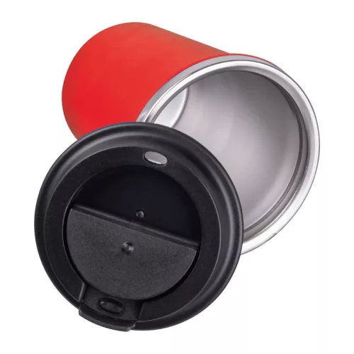 Duplafalú acél termoszbögre, 350ml (ø 9,2 x 12,9 cm, Piros)