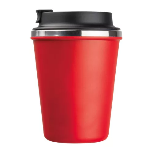Duplafalú acél termoszbögre, 350ml (ø 9,2 x 12,9 cm, Piros)