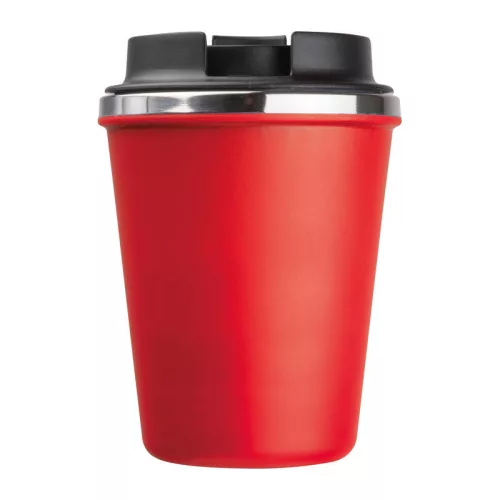 Duplafalú acél termoszbögre, 350ml (ø 9,2 x 12,9 cm, Piros)