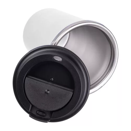 Duplafalú acél termoszbögre, 350ml (ø 9,2 x 12,9 cm, Fehér)