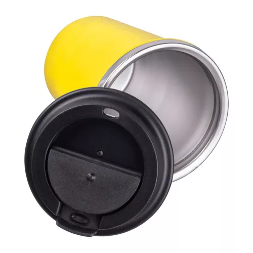 Duplafalú acél termoszbögre, 350ml (ø 9,2 x 12,9 cm, Sárga)