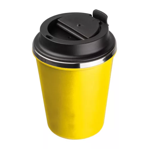 Duplafalú acél termoszbögre, 350ml (ø 9,2 x 12,9 cm, Sárga)