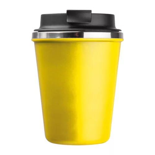 Duplafalú acél termoszbögre, 350ml (ø 9,2 x 12,9 cm, Sárga)