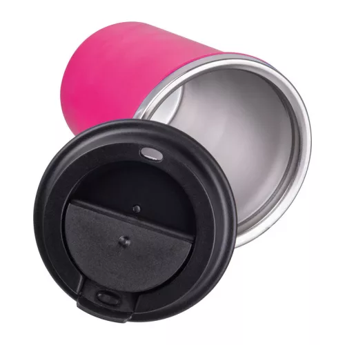 Duplafalú acél termoszbögre, 350ml (ø 9,2 x 12,9 cm, Rózsaszín)