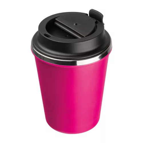 Duplafalú acél termoszbögre, 350ml (ø 9,2 x 12,9 cm, Rózsaszín)