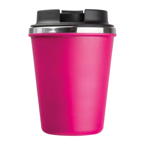 Duplafalú acél termoszbögre, 350ml (ø 9,2 x 12,9 cm, Rózsaszín)