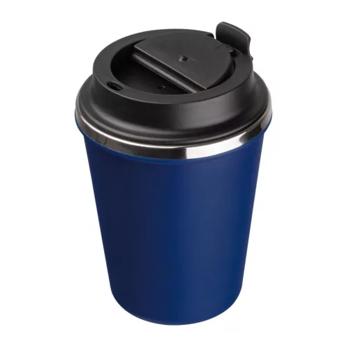 Duplafalú acél termoszbögre, 350ml (ø 9,2 x 12,9 cm, Sötétkék)