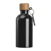 Rozsdamentes acél ivópalack karabinerrel, 400ml (ø 6,5 x 17 cm, Fekete)