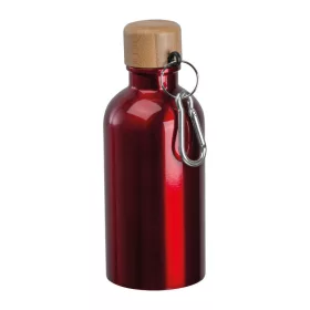   Rozsdamentes acél ivópalack karabinerrel, 400ml (ø 6,5 x 17 cm, Piros)