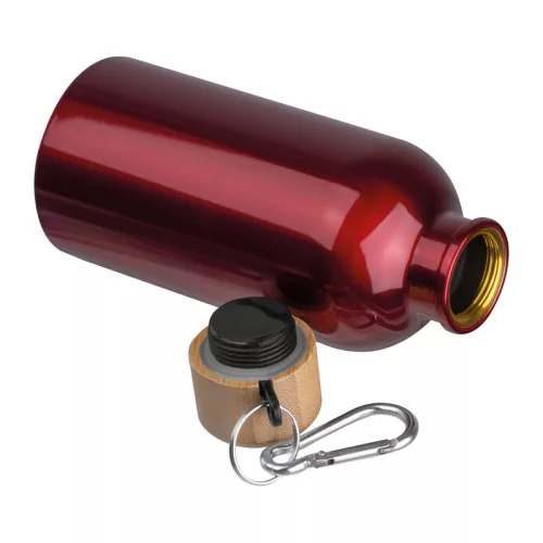 Rozsdamentes acél ivópalack karabinerrel, 400ml (ø 6,5 x 17 cm, Piros)