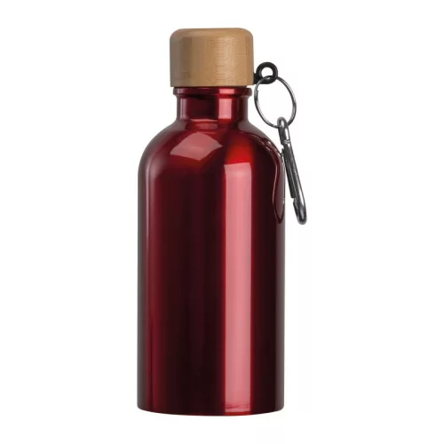 Rozsdamentes acél ivópalack karabinerrel, 400ml (ø 6,5 x 17 cm, Piros)