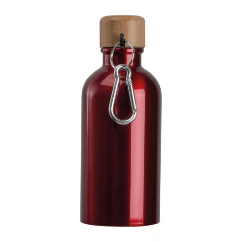 Rozsdamentes acél ivópalack karabinerrel, 400ml (ø 6,5 x 17 cm, Piros)