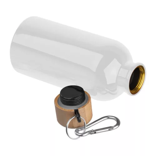 Rozsdamentes acél ivópalack karabinerrel, 400ml (ø 6,5 x 17 cm, Fehér)