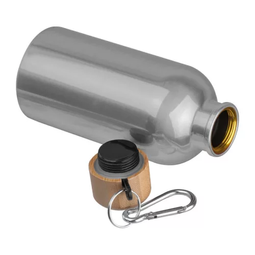 Rozsdamentes acél ivópalack karabinerrel, 400ml (ø 6,5 x 17 cm, Szürke)