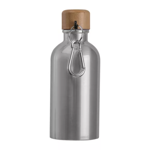 Rozsdamentes acél ivópalack karabinerrel, 400ml (ø 6,5 x 17 cm, Szürke)