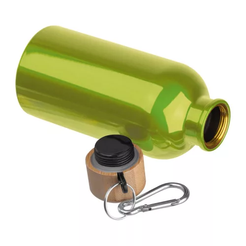 Rozsdamentes acél ivópalack karabinerrel, 400ml (ø 6,5 x 17 cm, Világos Zöld)