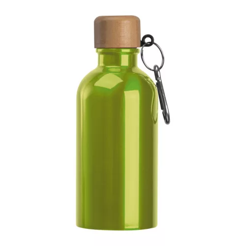 Rozsdamentes acél ivópalack karabinerrel, 400ml (ø 6,5 x 17 cm, Világos Zöld)