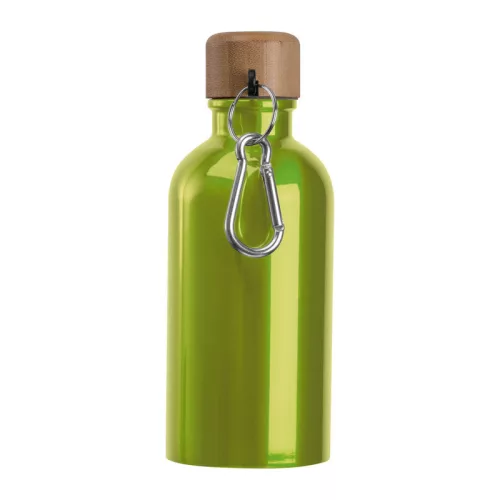 Rozsdamentes acél ivópalack karabinerrel, 400ml (ø 6,5 x 17 cm, Világos Zöld)