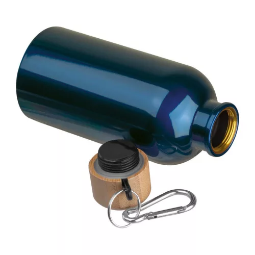 Rozsdamentes acél ivópalack karabinerrel, 400ml (ø 6,5 x 17 cm, Sötétkék)