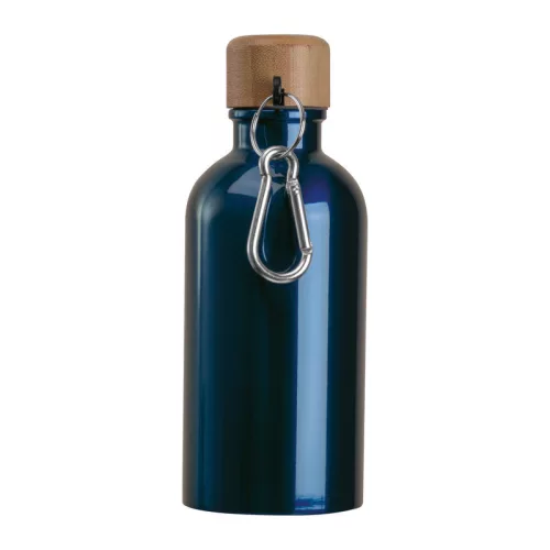 Rozsdamentes acél ivópalack karabinerrel, 400ml (ø 6,5 x 17 cm, Sötétkék)