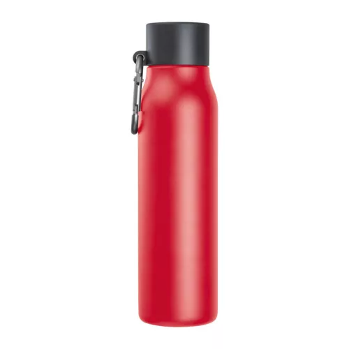 Vákuumszigetelt termosz karabinerrel, 600 ml (ø 6,5 x 25 cm, Piros)