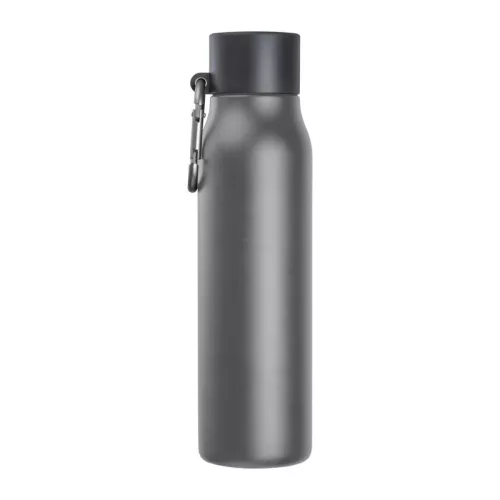 Vákuumszigetelt termosz karabinerrel, 600 ml (ø 6,5 x 25 cm, Sötétszürke)