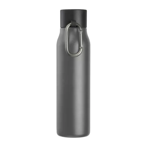 Vákuumszigetelt termosz karabinerrel, 600 ml (ø 6,5 x 25 cm, Sötétszürke)