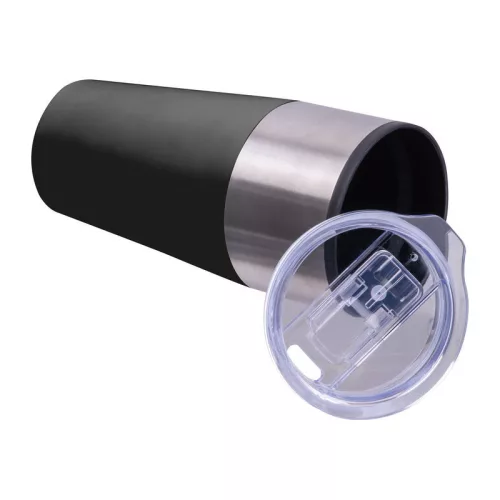 Termoszbögre műanyag belsővel, 600 ml (ø 8,8 x 19,3 cm, Fekete)